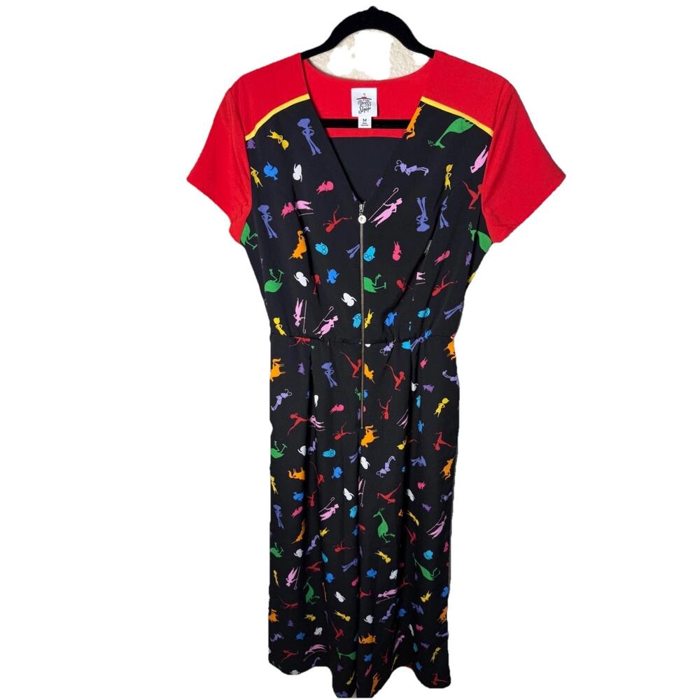 Disney Dress Shop Women of Pixar Zip Up Jumpsuit Medium Black Red Wide Leg